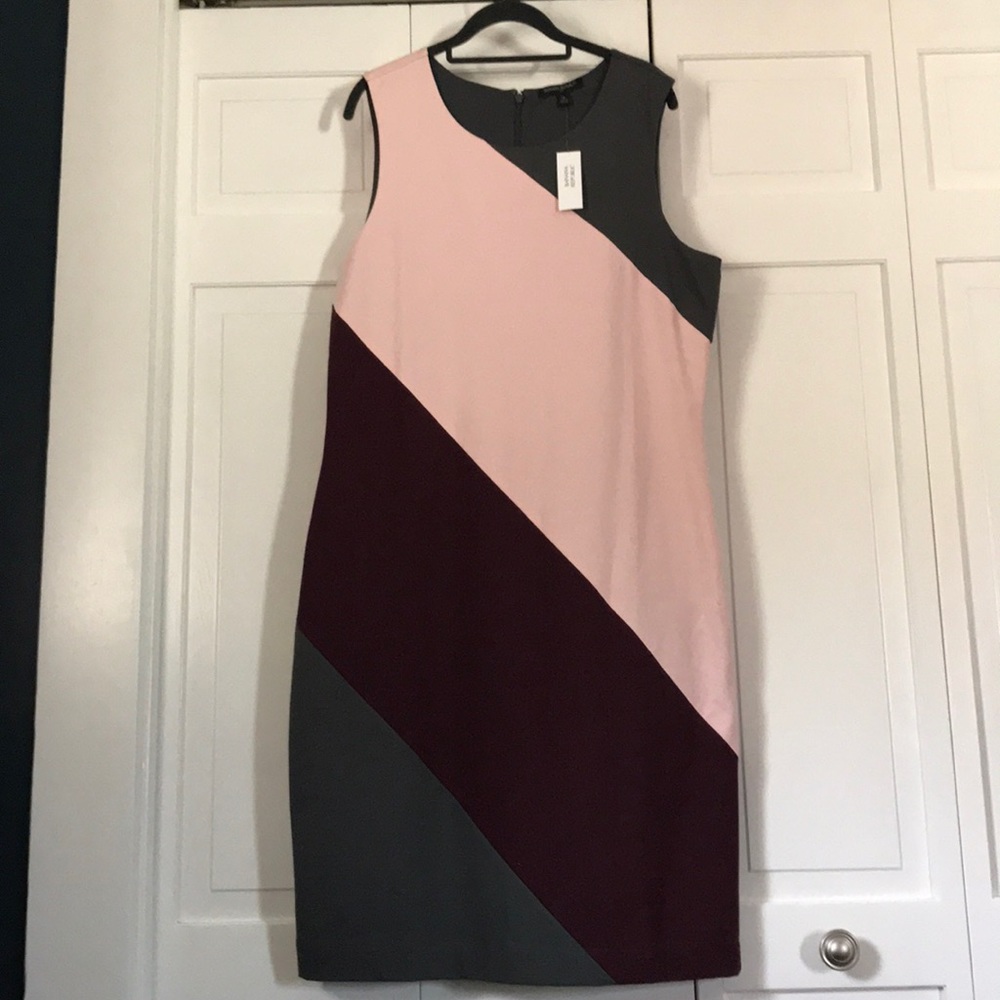 NWT Banana Republic pink, burgundy and grey dress